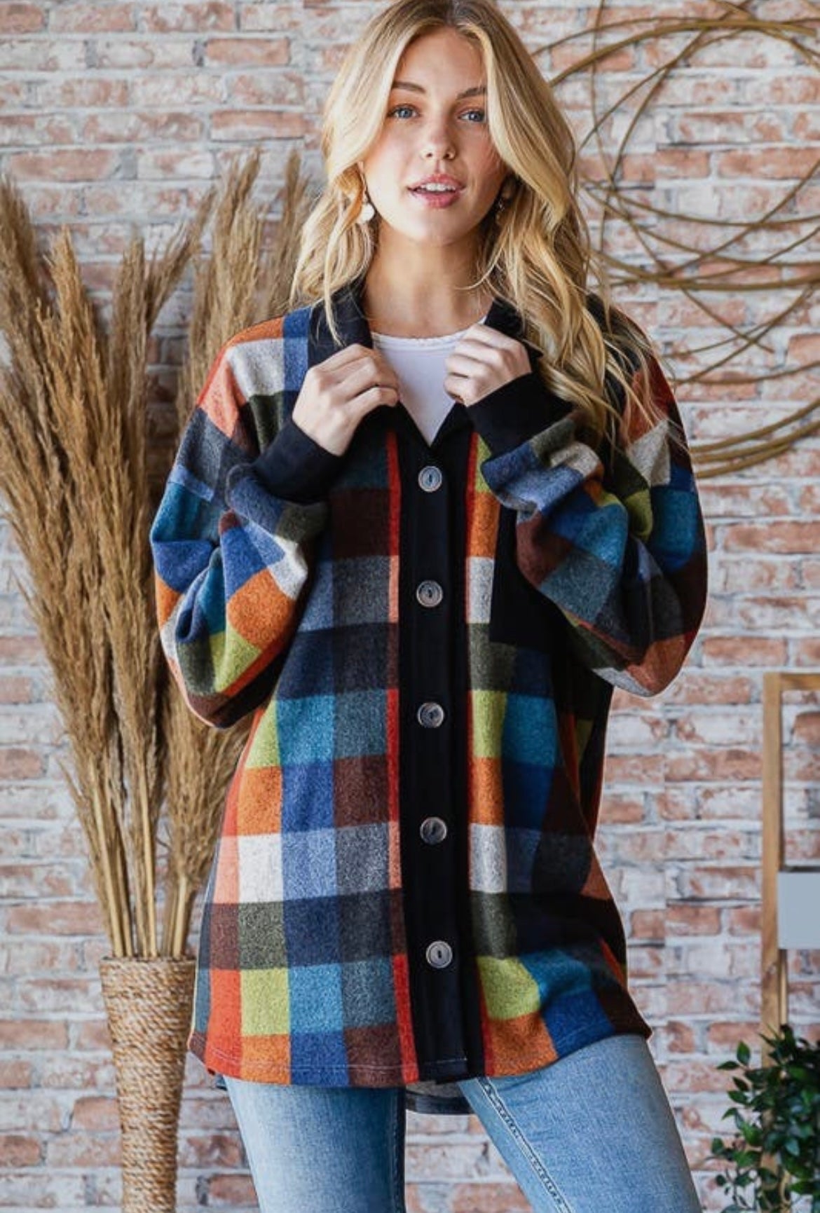 Rust Multi Plaid Shacket