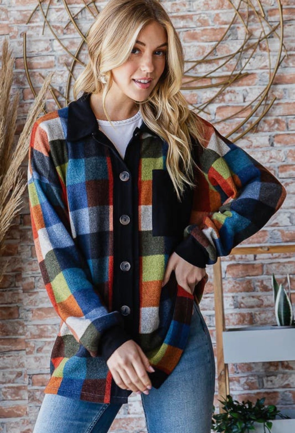 Rust Multi Plaid Shacket