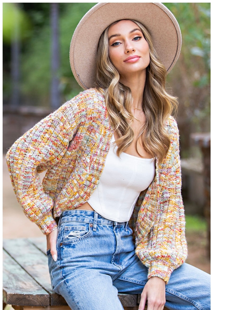 Mustard Multi Open Cardigan