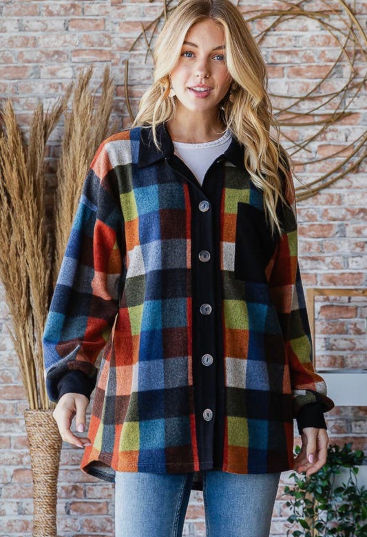 Rust Multi Plaid Shacket