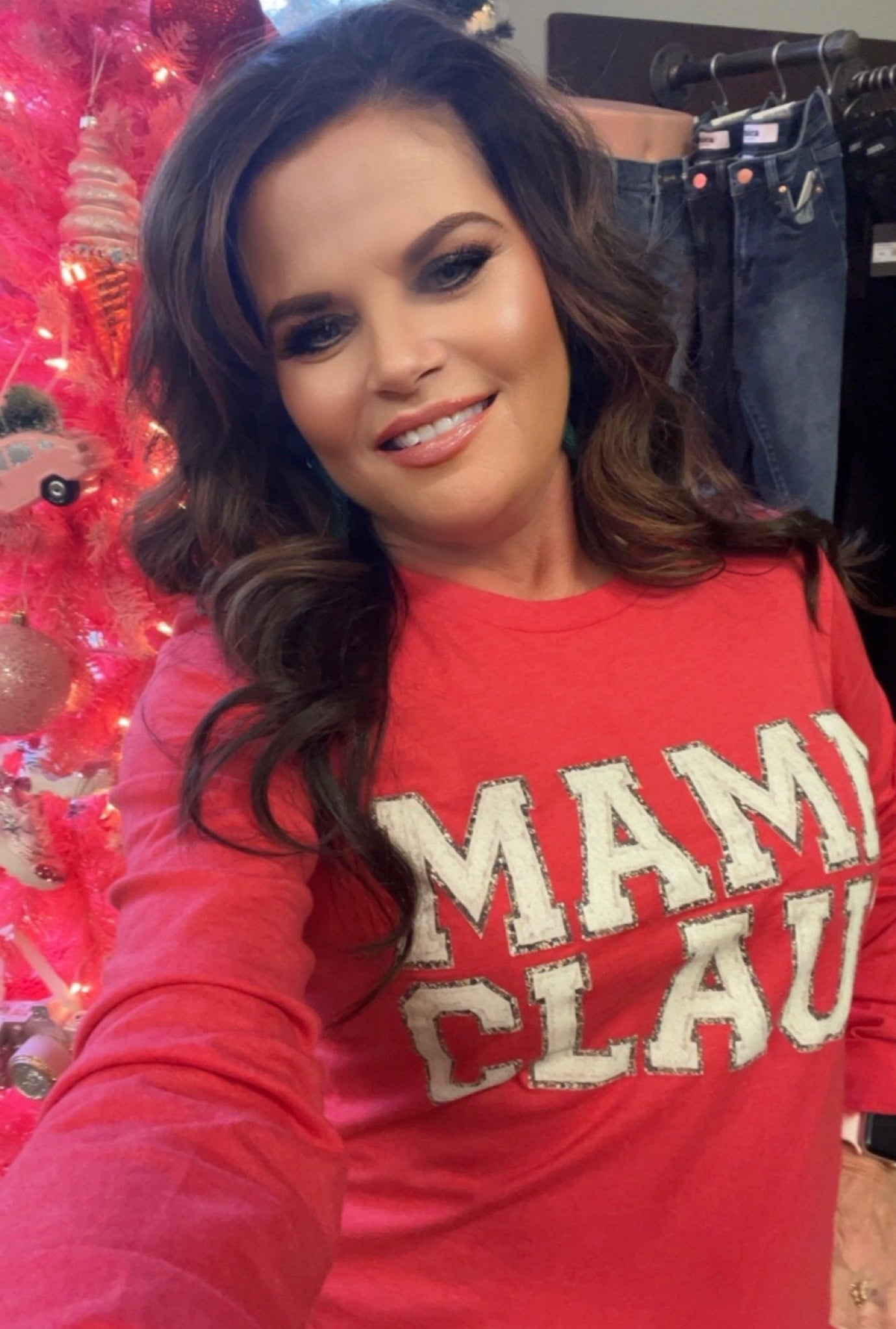 Mama Claus Long Sleeve Tee Plus