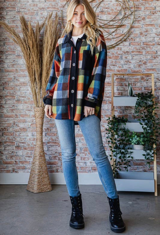 Rust Multi Plaid Shacket