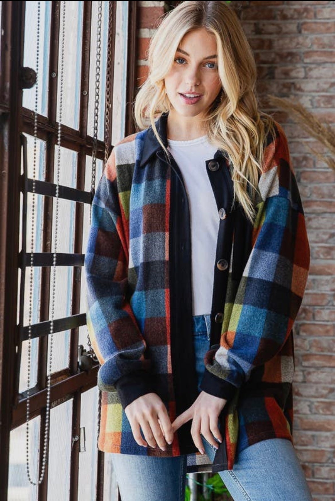 Rust Multi Plaid Shacket