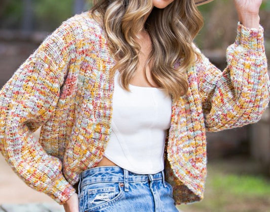 Mustard Multi Open Cardigan