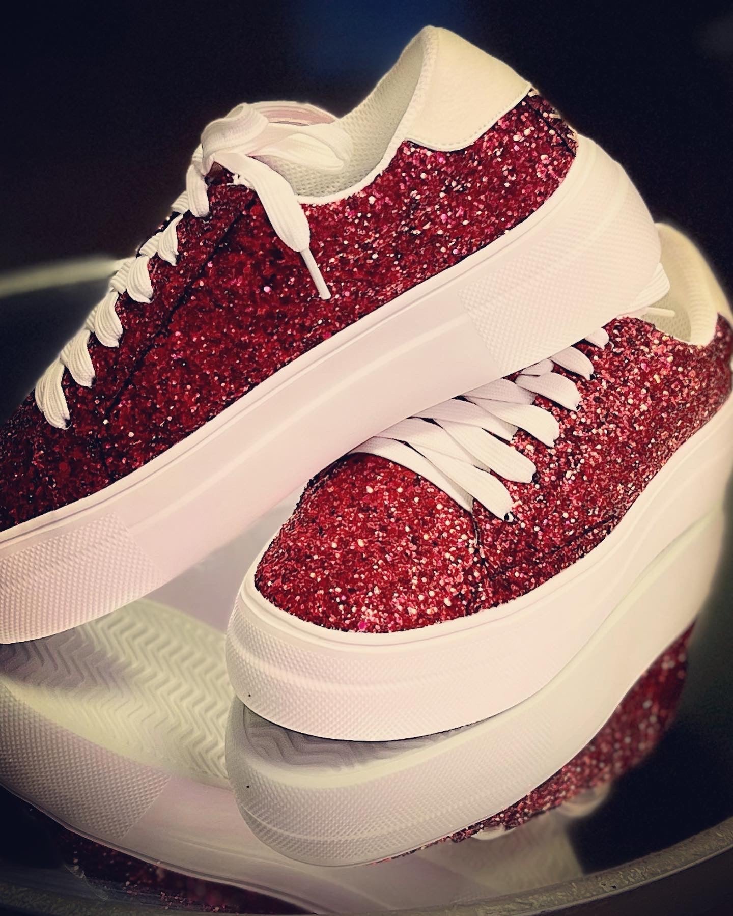 Corky’s Glaring Red Glitter Chunky Sneaker