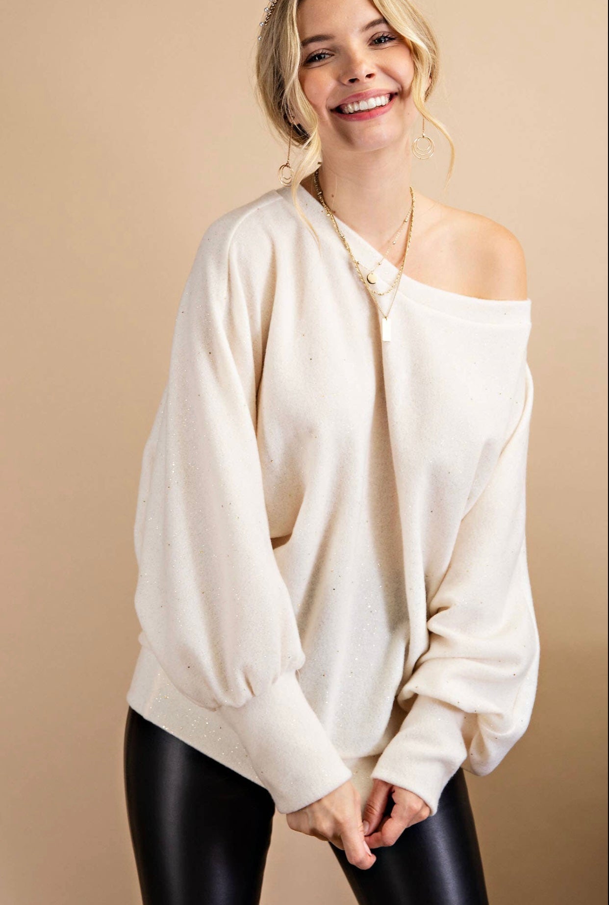 Incandescent Cream Off Shoulder Top