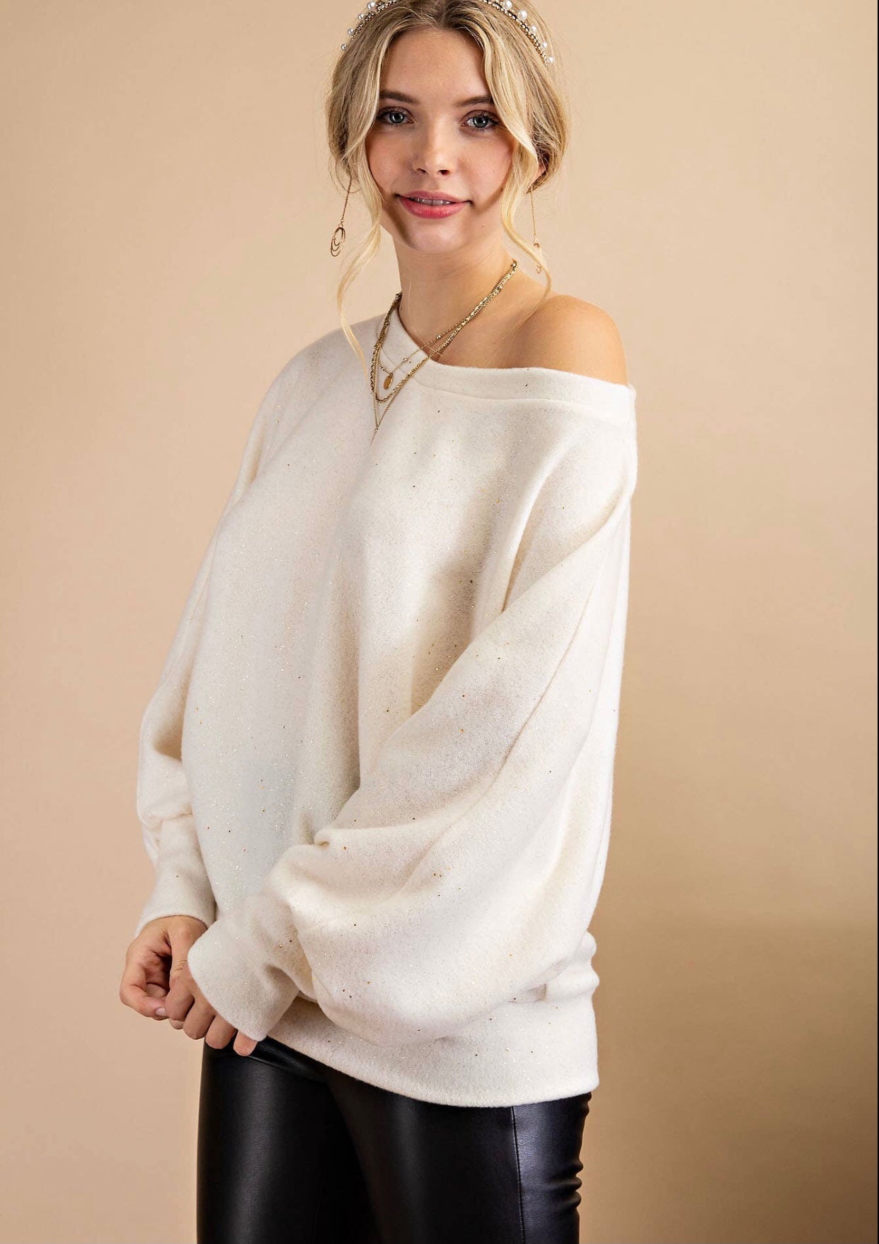 Incandescent Cream Off Shoulder Top