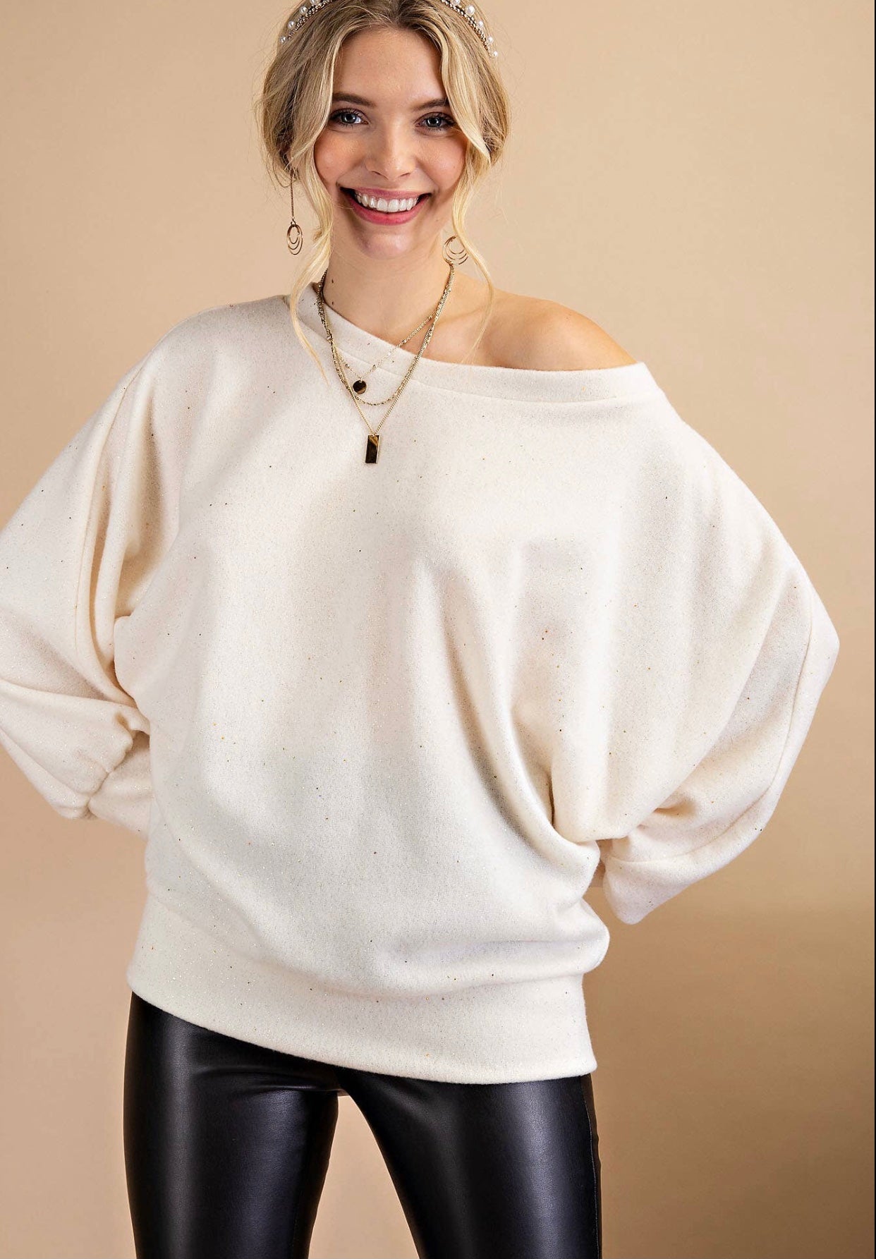 Incandescent Cream Off Shoulder Top