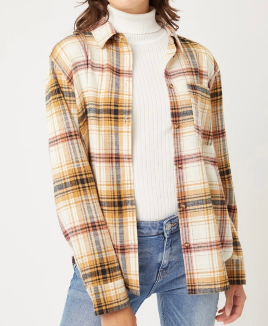 Saffron Plaid Flannel Top