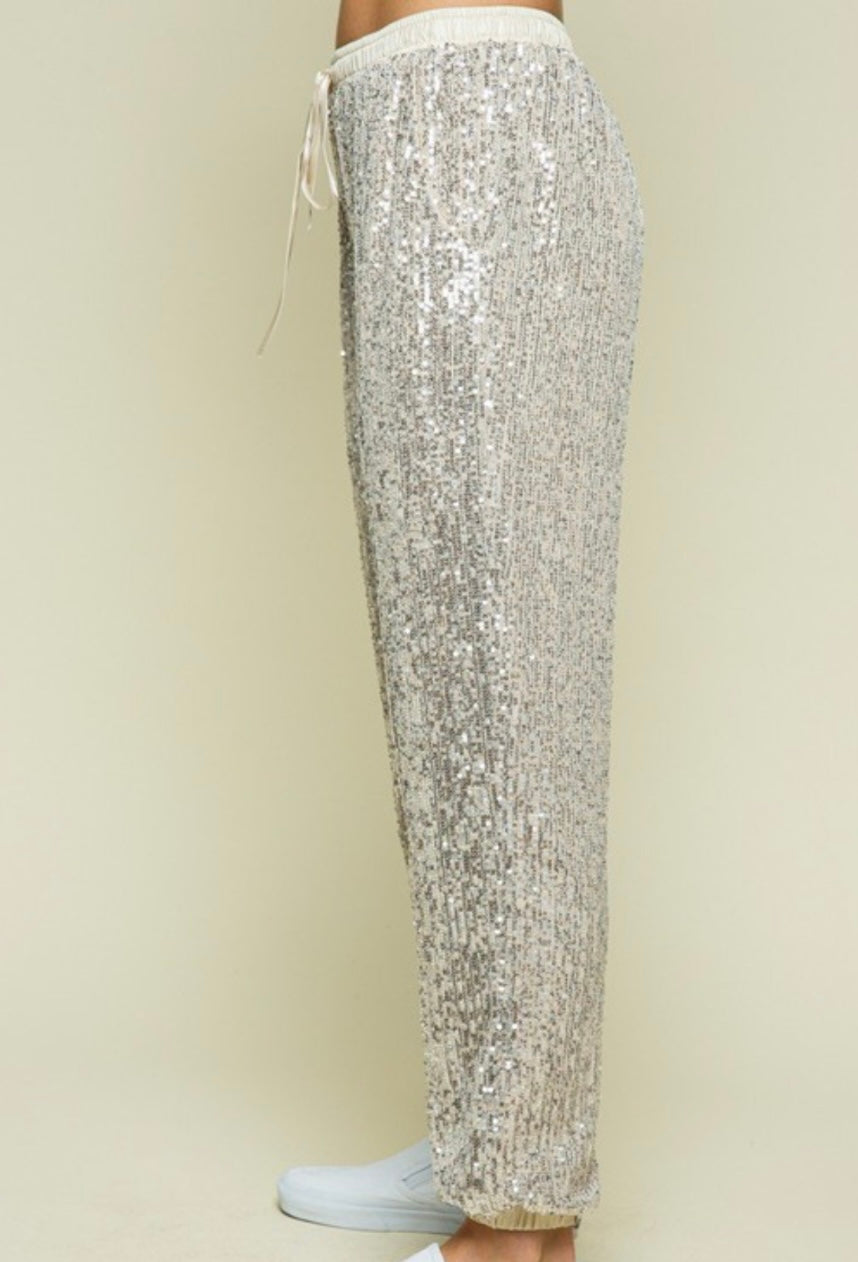 Champagne Sequin Joggers