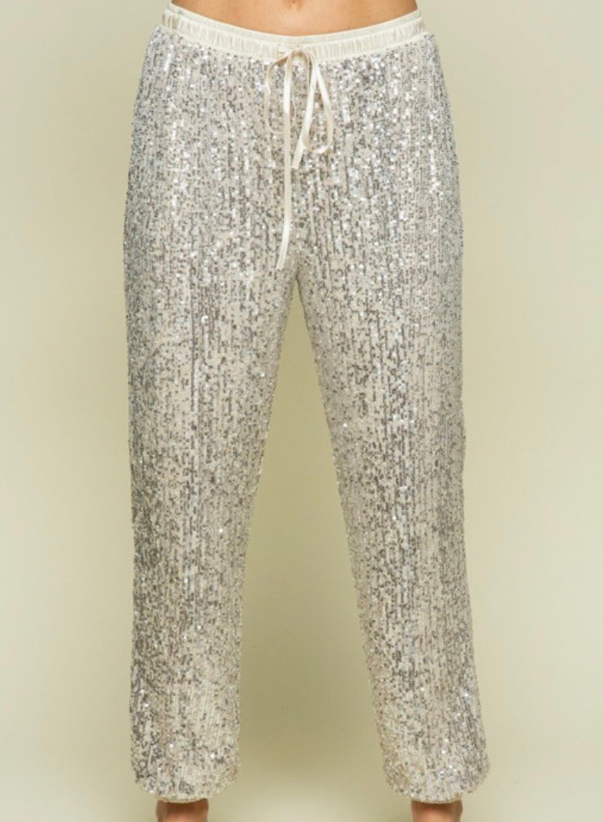 Champagne Sequin Joggers