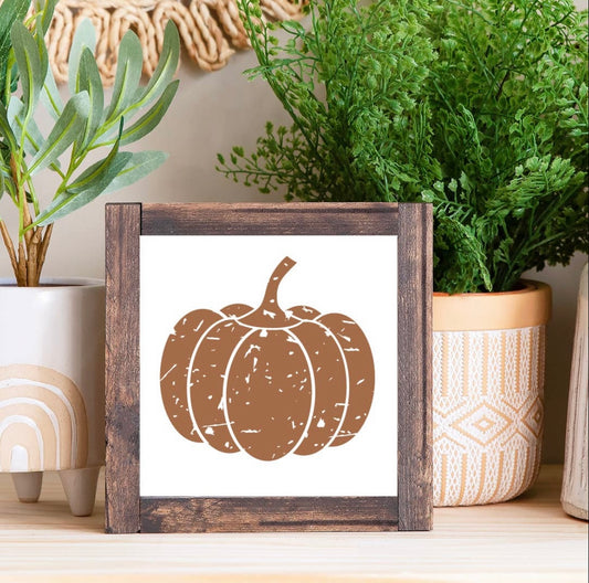 Fall Pumpkin Wood Sign 6x6