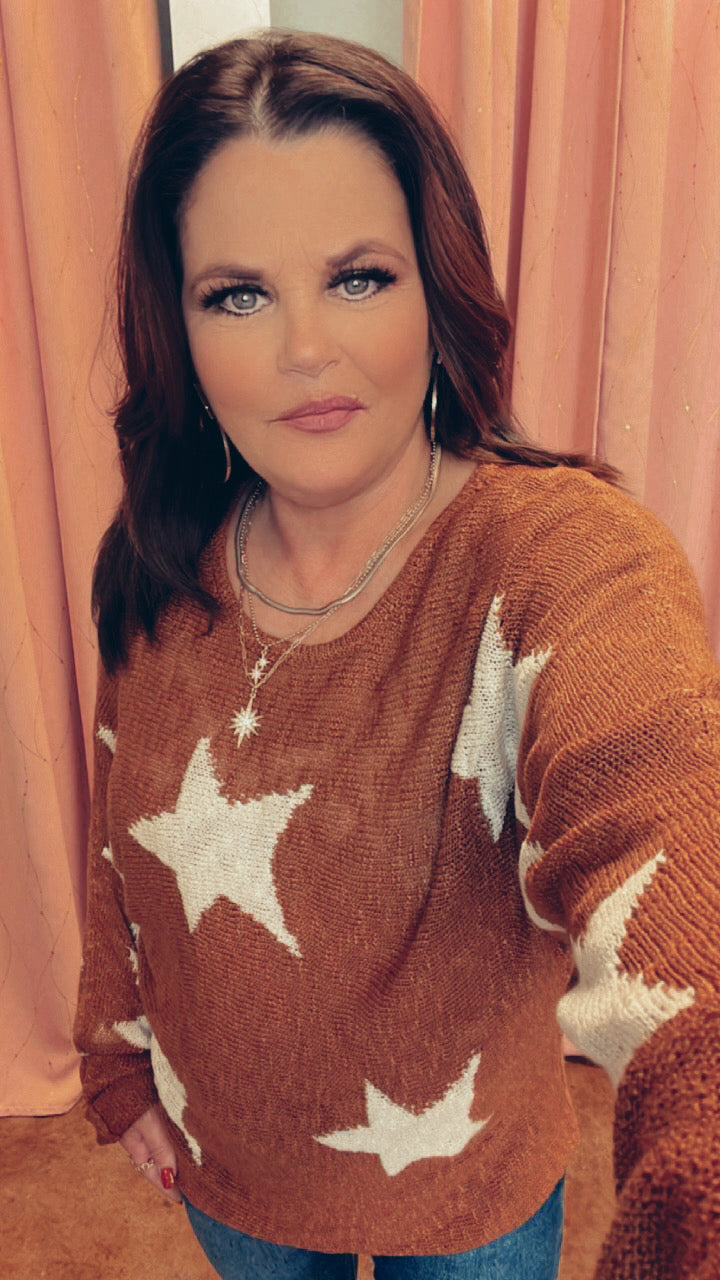 Camel Star Print Sweater