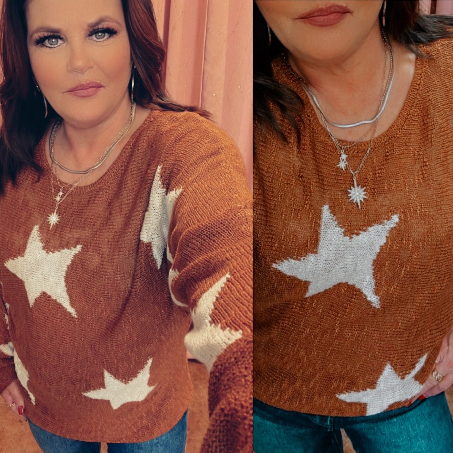 Camel Star Print Sweater