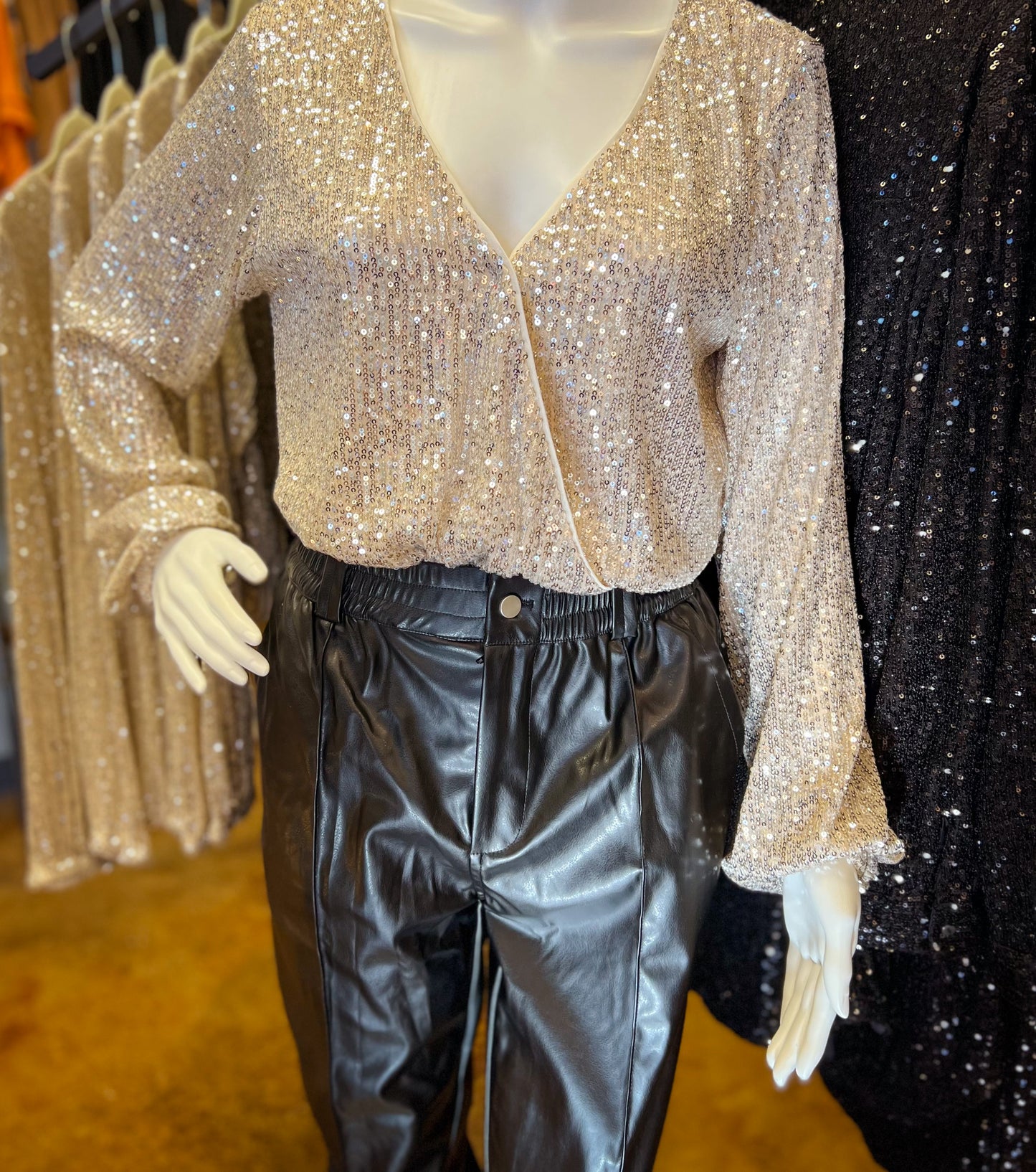 Champagne Sequin Bodysuit