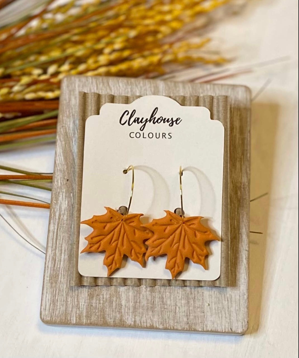 Clay Leaf Earrings