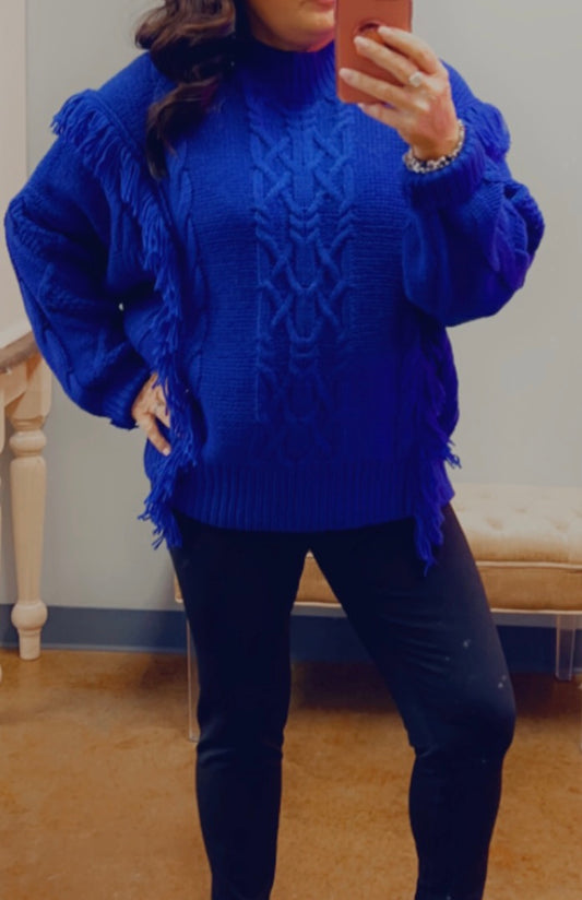 Royal Blue Fringe Sweater