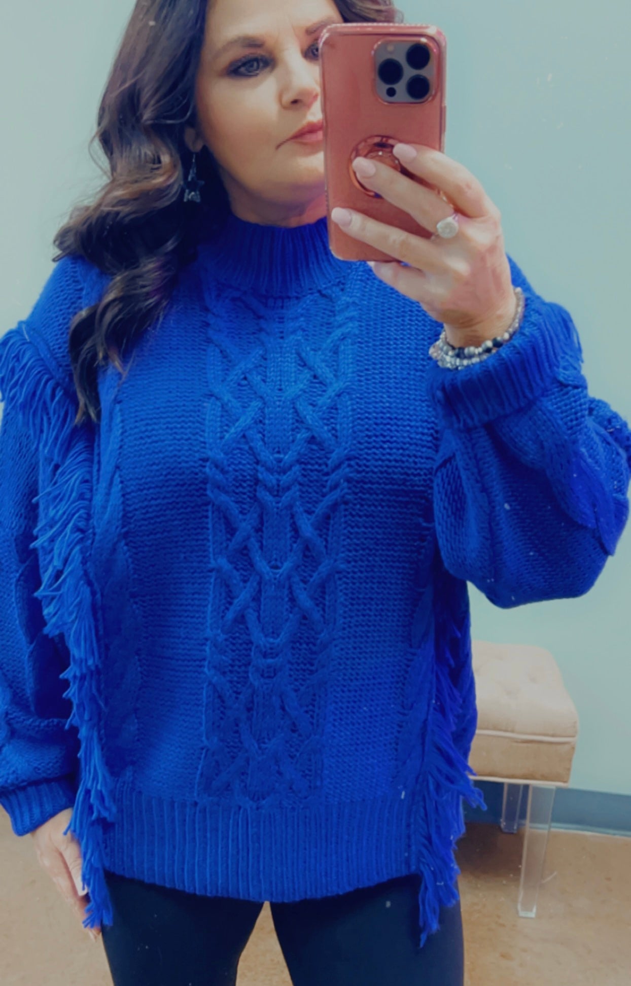 Royal Blue Fringe Sweater