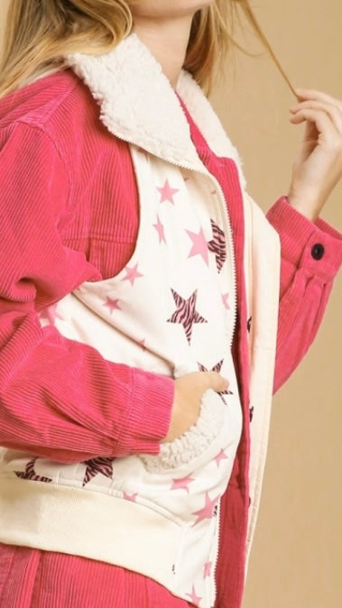 Pink Stars Puff Vest