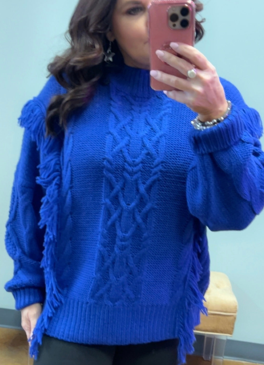 Royal Blue Fringe Sweater