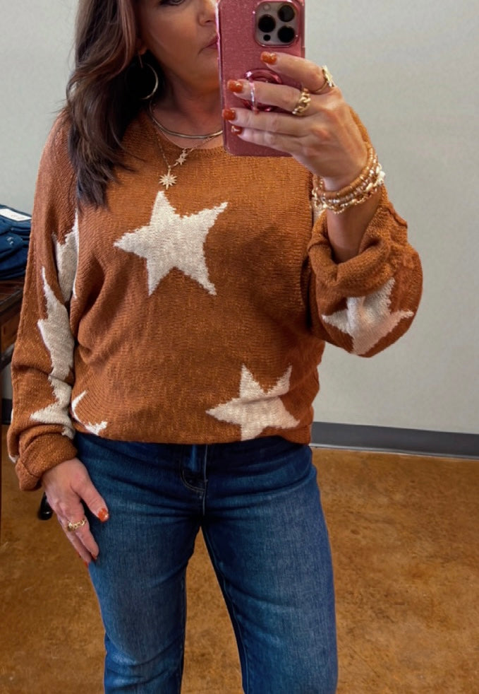 Camel Star Print Sweater