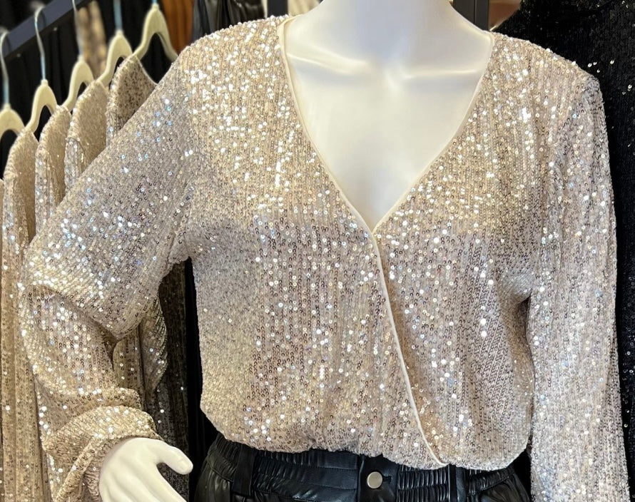 Champagne Sequin Bodysuit