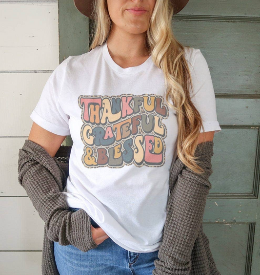 Vintage Thankful Grateful Blessed Tee