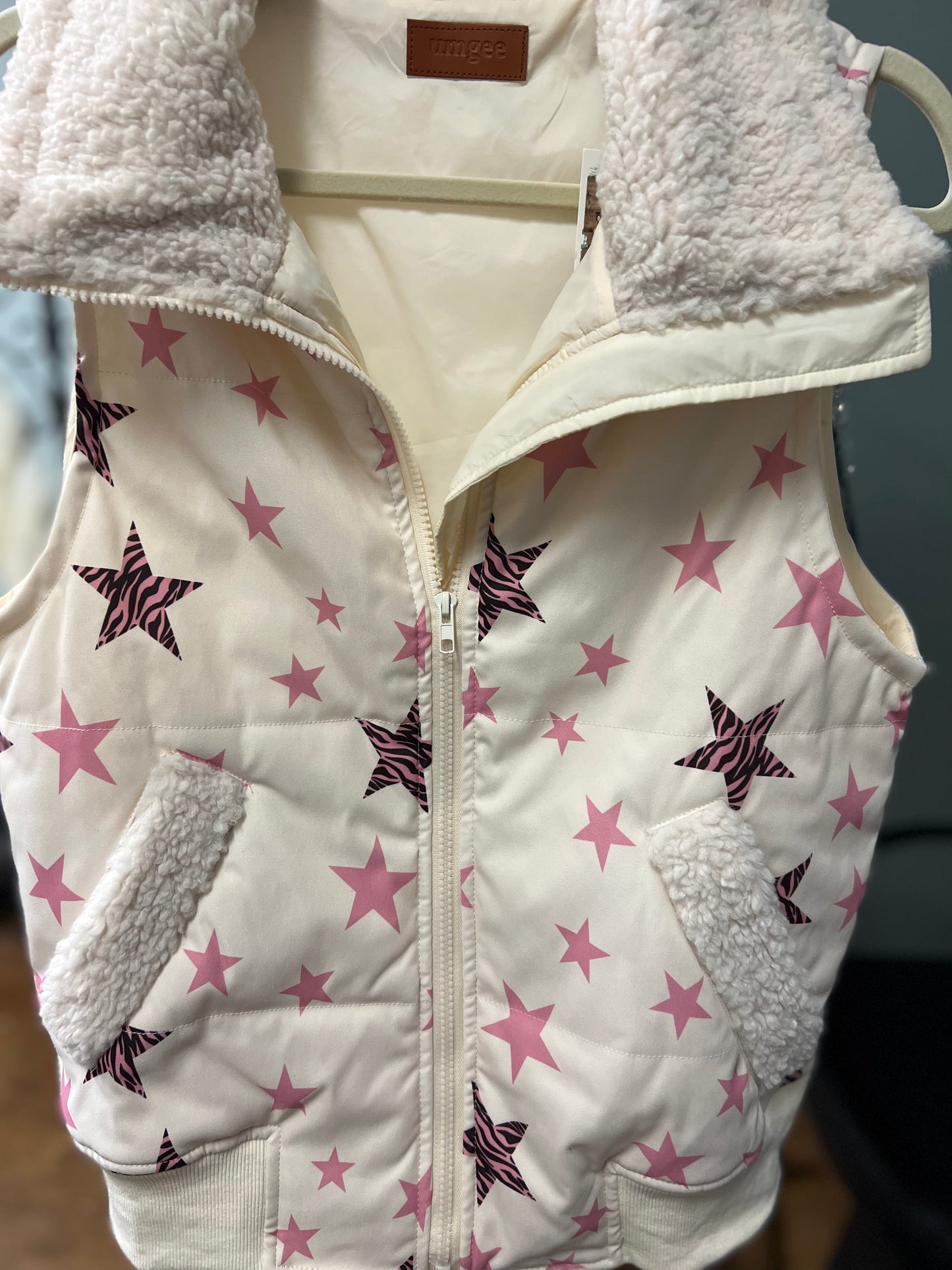 Pink Stars Puff Vest