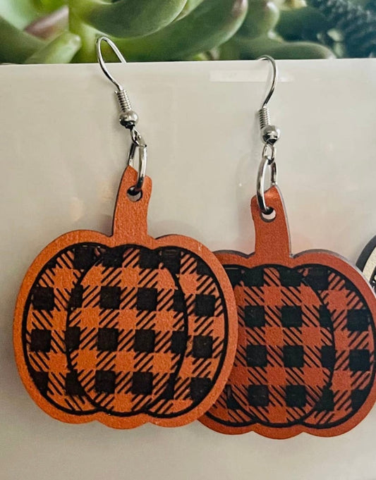 Orange/Black Wooden Earrings