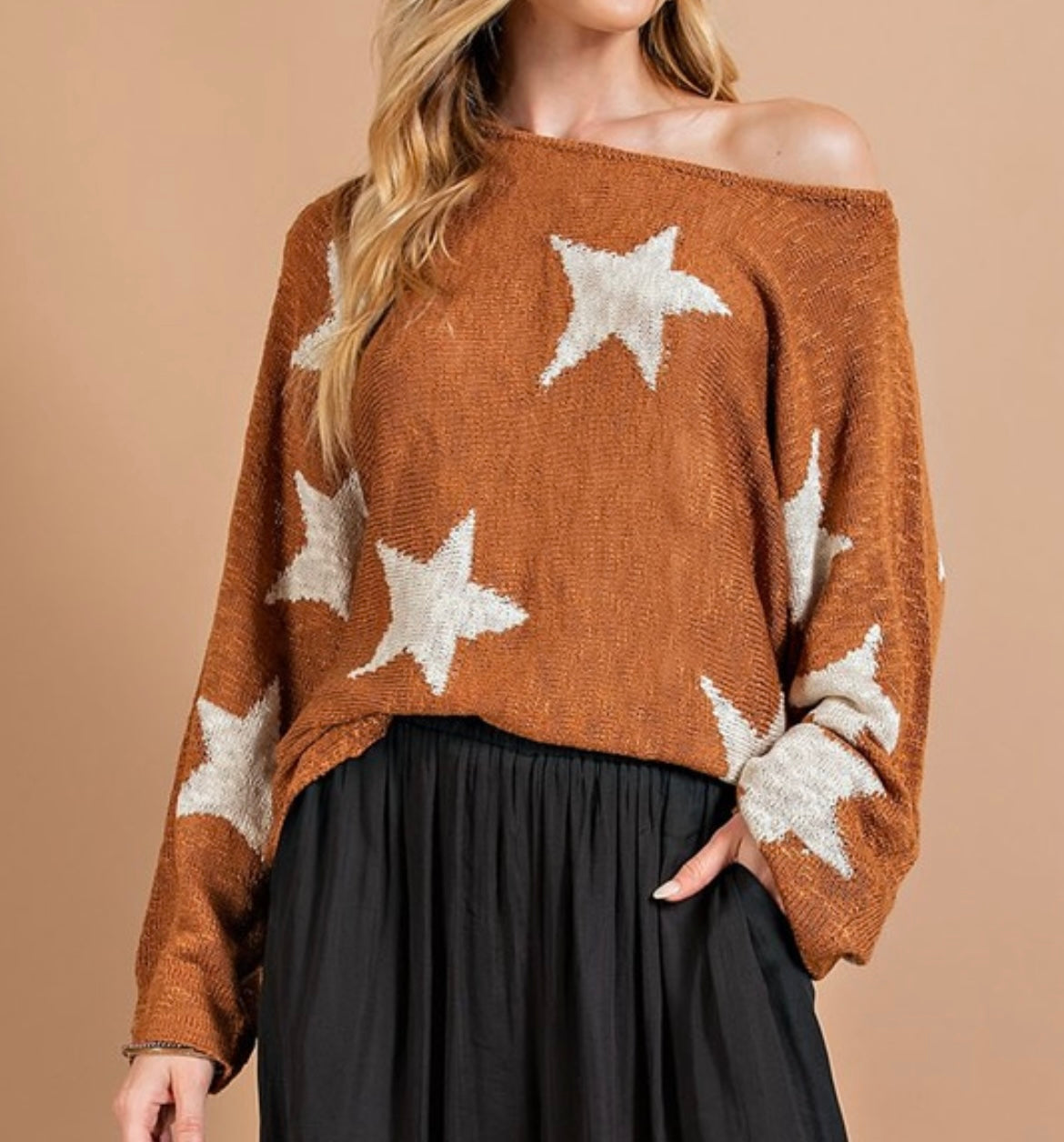 Camel Star Print Sweater