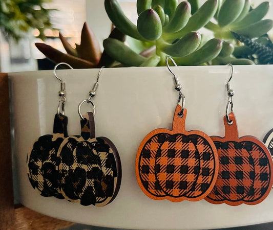 Orange/Black Wooden Earrings