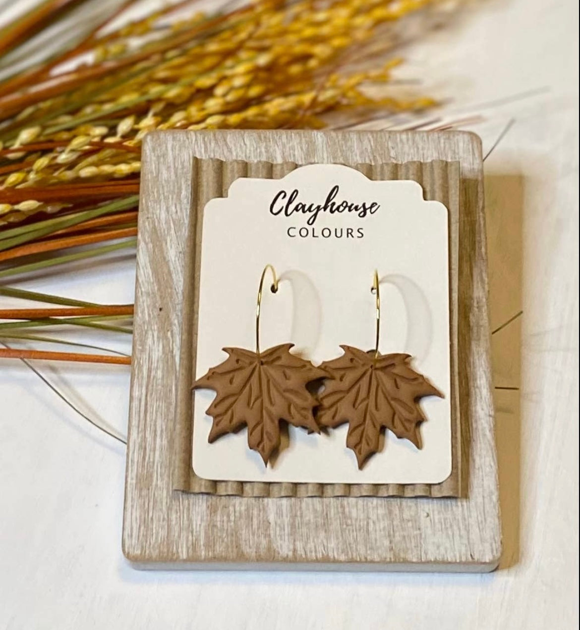 Clay Leaf Earrings