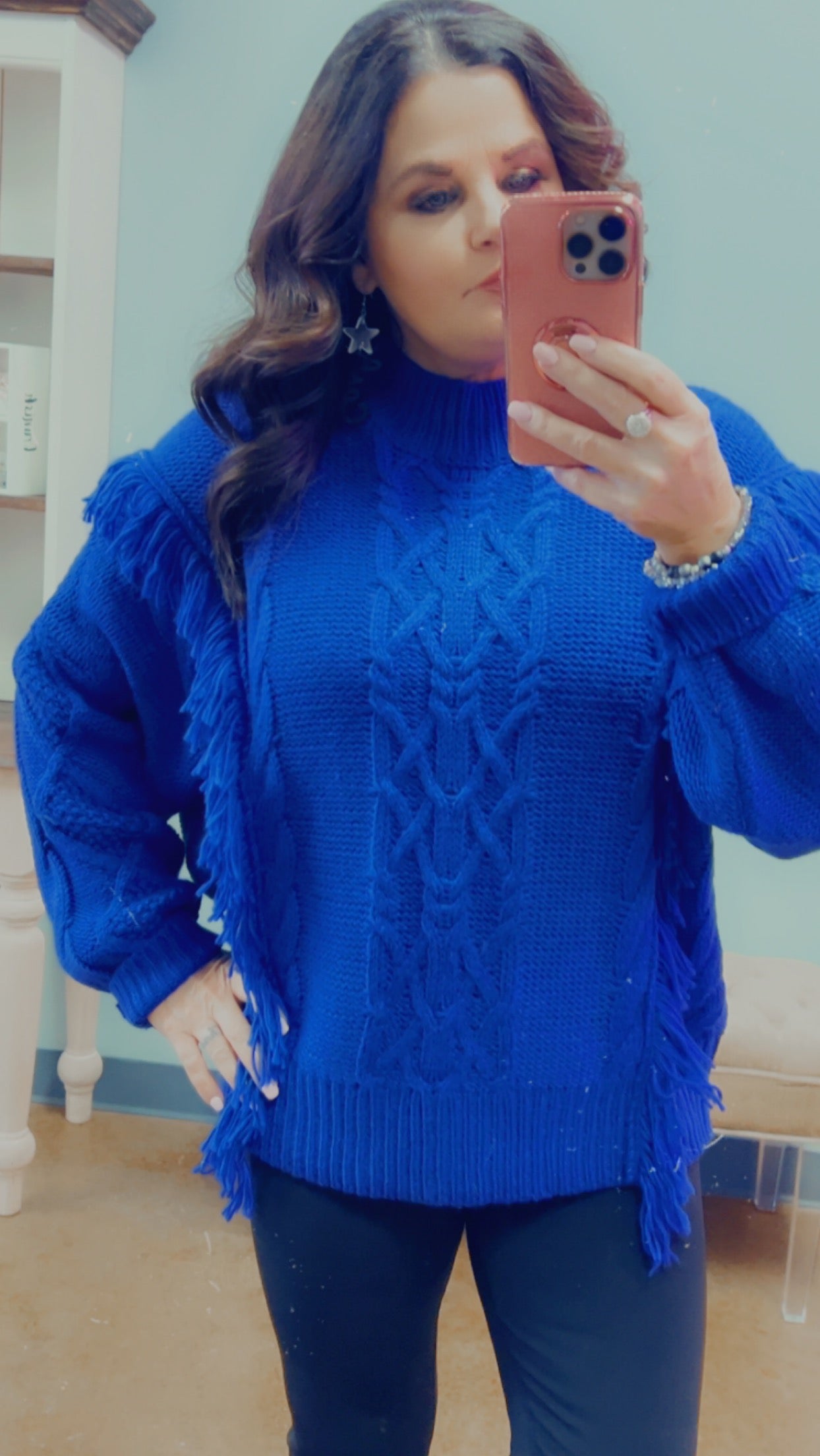 Royal Blue Fringe Sweater