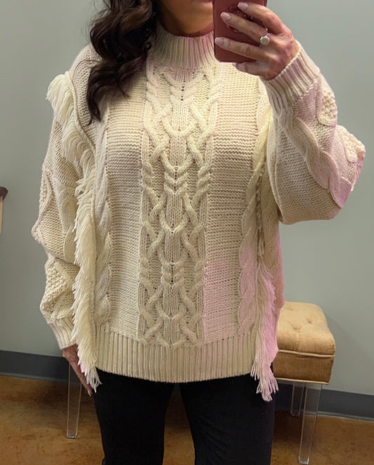 Cream Fringe Sweater