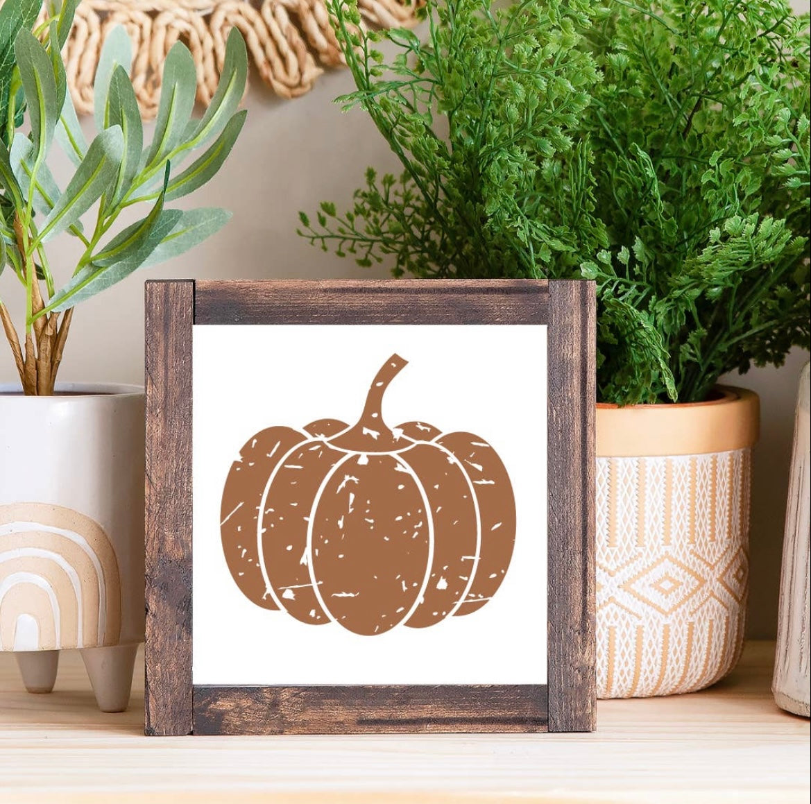 Fall Pumpkin Wood Sign 8x8