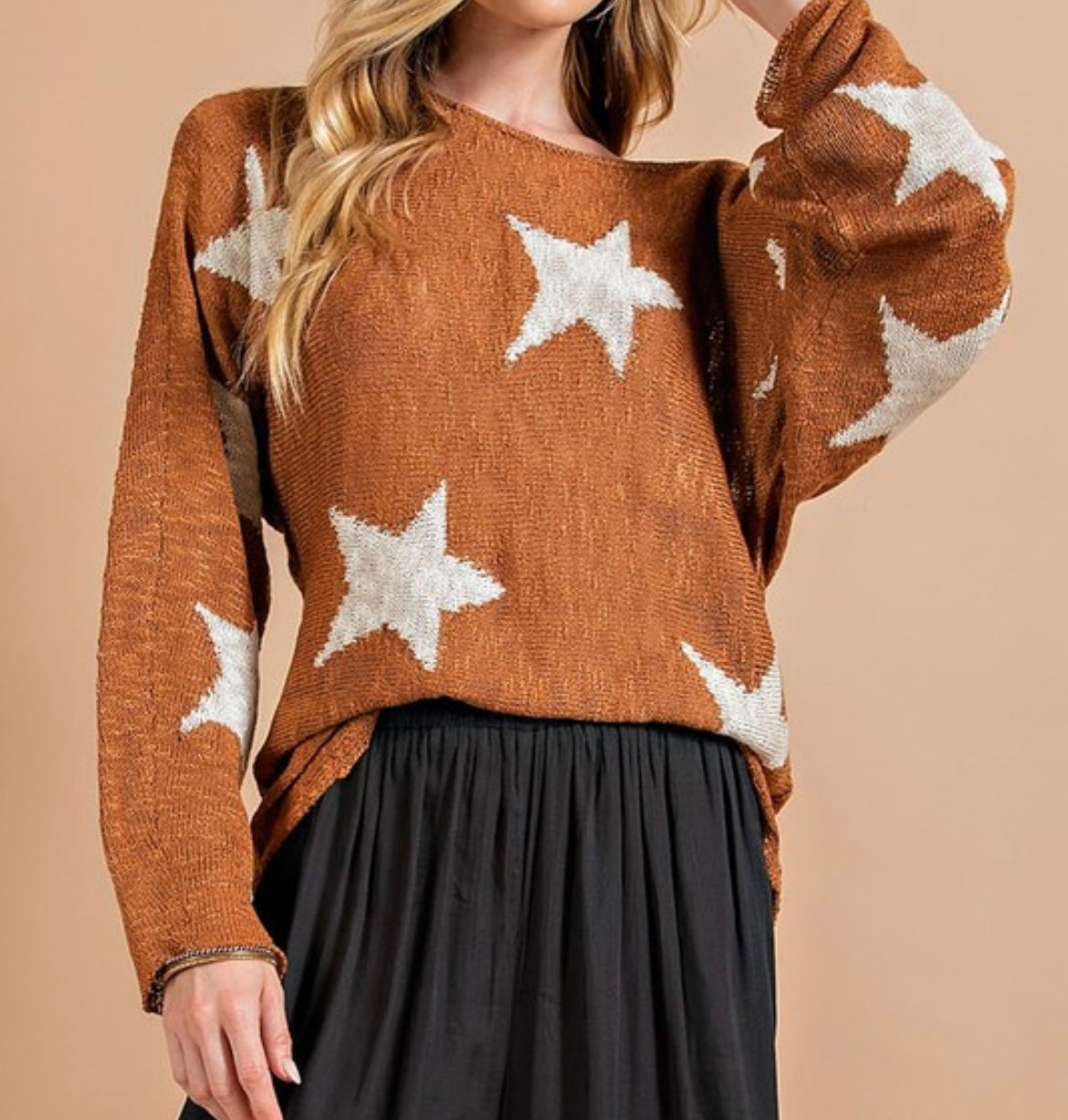 Camel Star Print Sweater