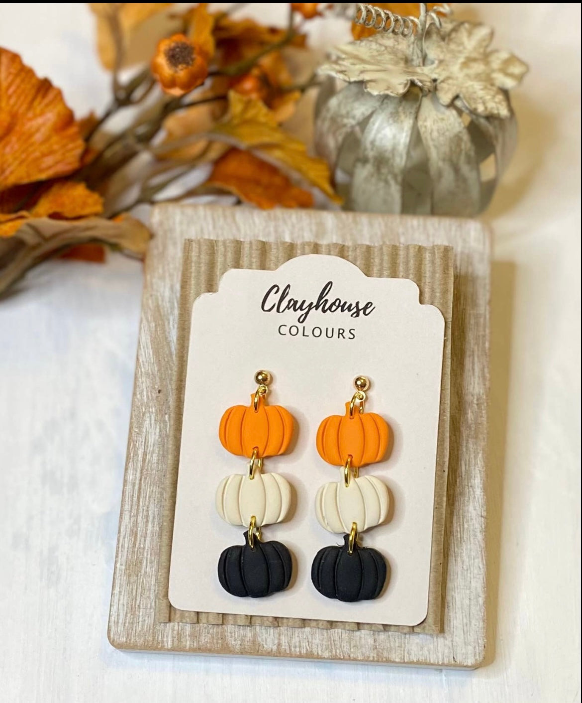 Clay Trio Pumpkins Earrings